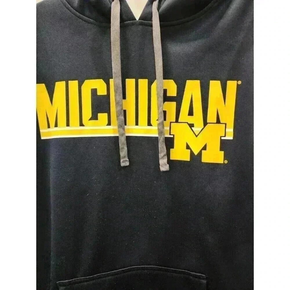 Pro Edge  Men's University of Michigan Wolverines Blue Yellow Hoodie Size M - Picture 2 of 7